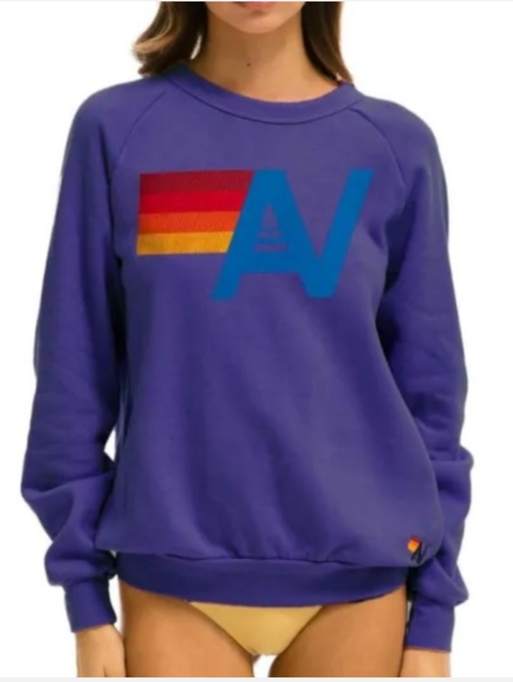 Aviator Nation Purple Logo Crewneck Sweatshirt Small